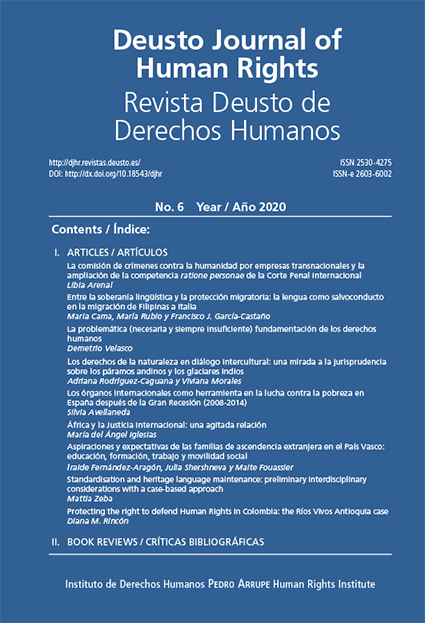 Deusto Journal of Human Rights / Revista Deusto de Derechos Humanos (DJHR) 6 (2020)